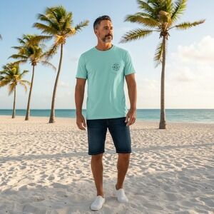 Salt Life Mens Large Seafoam Green Short Sleeve Pocket T-Shirt Fish Surf Dive L